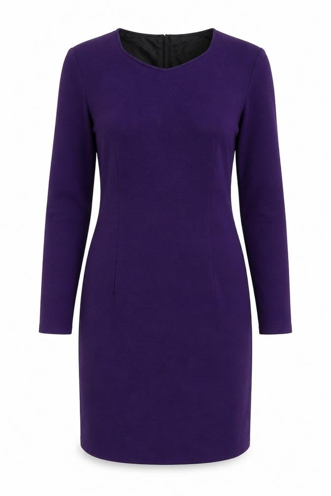 Classics Womens Purple Acrylic Bodycon Size 12 Scoop Neck Zip - Shoulder Pads