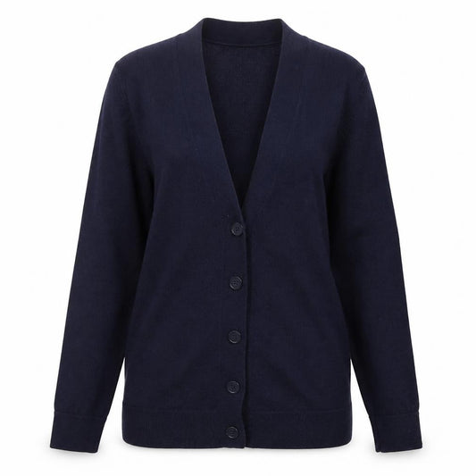 Front view of Gap women’s blue v-neck acrylic cardigan jumper size 2xs