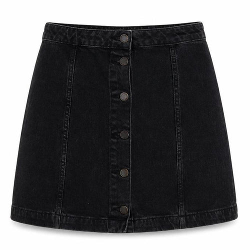 Topshop Womens Grey Cotton A-Line Skirt Size 28 in Button