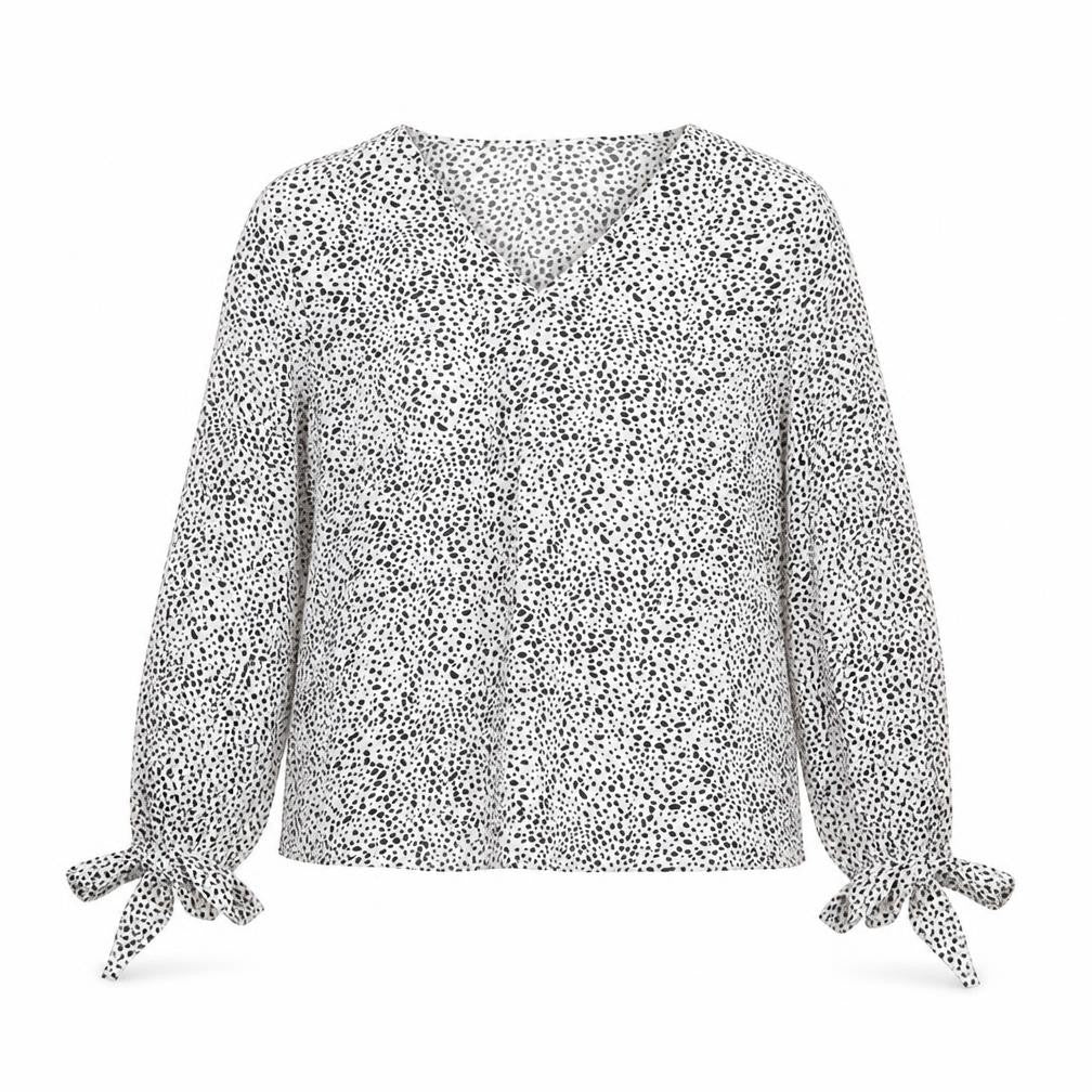 SHEIN Womens White Animal Print Polyester Basic Blouse Size M V-Neck