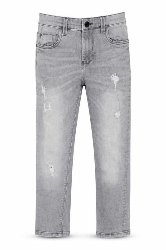 NEXT Boys Grey 100% Cotton Skinny Jeans Size 9 Months Regular Zip - Distressed