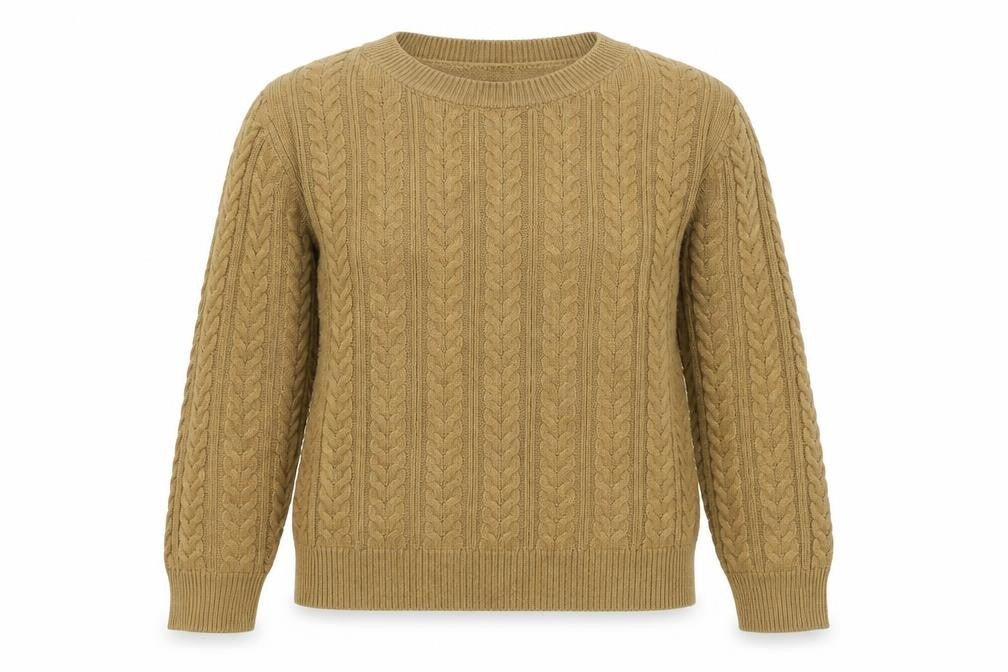 Front view of H&M women’s yellow round neck polyester jumper, size XS