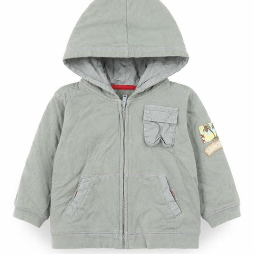 George Boys Green Cotton Full Zip Jumper Size 6-9 Months Zip