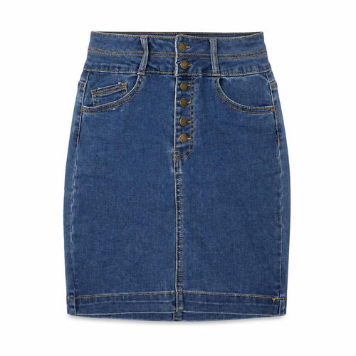 WAX JEAN Womens Blue Cotton A-Line Skirt Size 28 in Button