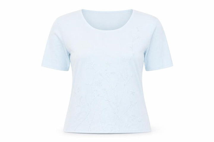 Karen Scott Womens Blue Viscose Basic T-Shirt Size 10 Round Neck