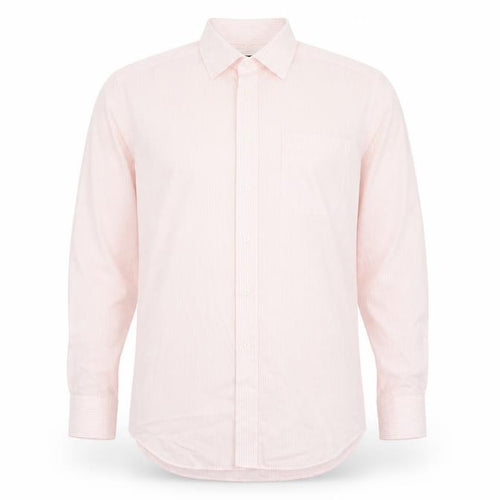 Marks & Spencer Mens Pink Striped Polyester Button-Up Size 16 Collared Button