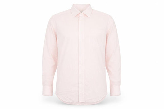 Marks and Spencer Mens Pink Striped Polyester Button-Up Size 16 Collared Button