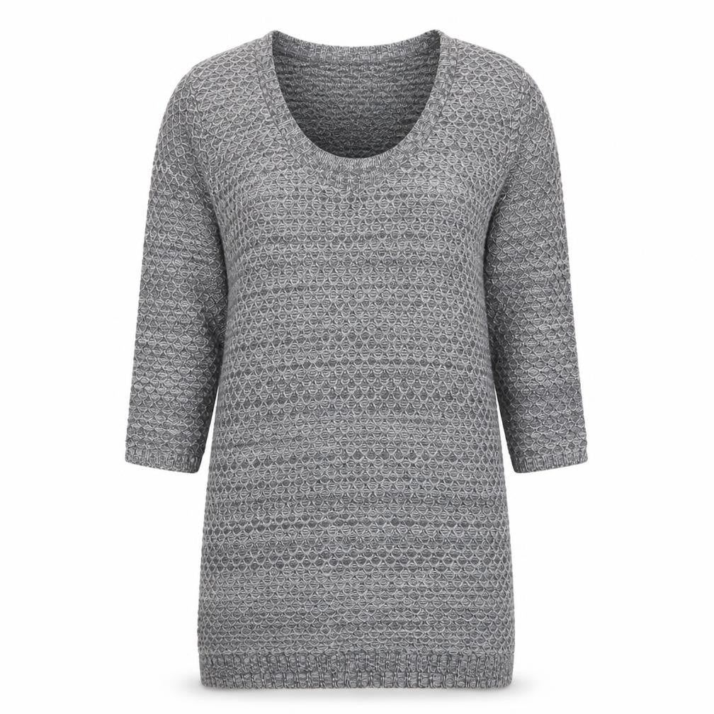 M&Co Womens Grey Scoop Neck Acrylic Tunic Jumper Size M