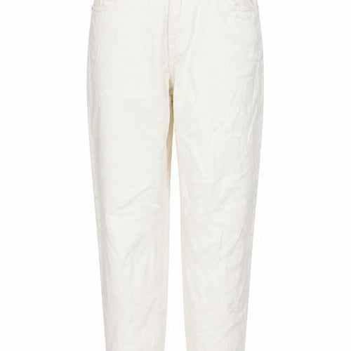 Denim & Co. Womens Ivory Cotton Mom Jeans Size 10 L26 in Regular Button