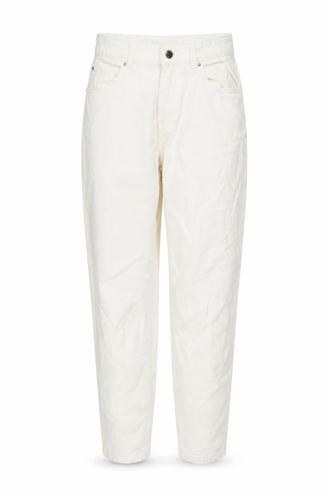 Denim & Co. Womens Ivory Cotton Mom Jeans Size 10 L26 in Regular Button