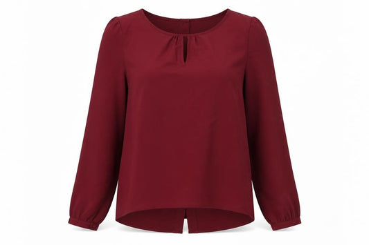 Front view of Dotti women’s purple polyester basic blouse, size UK 8, boat neck