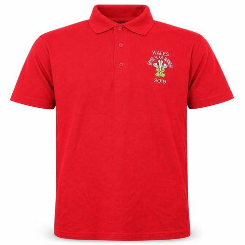 Uneek Mens Red Cotton Polo Size M Collared Button - Wales Grand Slam 2019