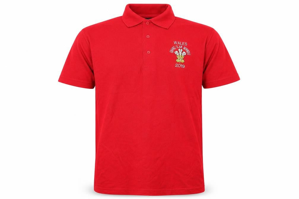 Uneek Mens Red Cotton Polo Size M Collared Button - Wales Grand Slam 2019