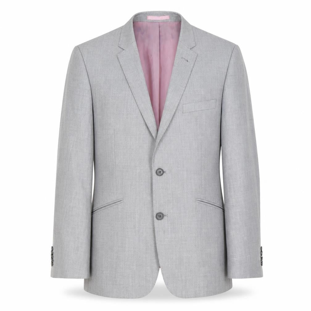 Front view of Butler & Webb men’s grey polyester jacket suit jacket, size 40