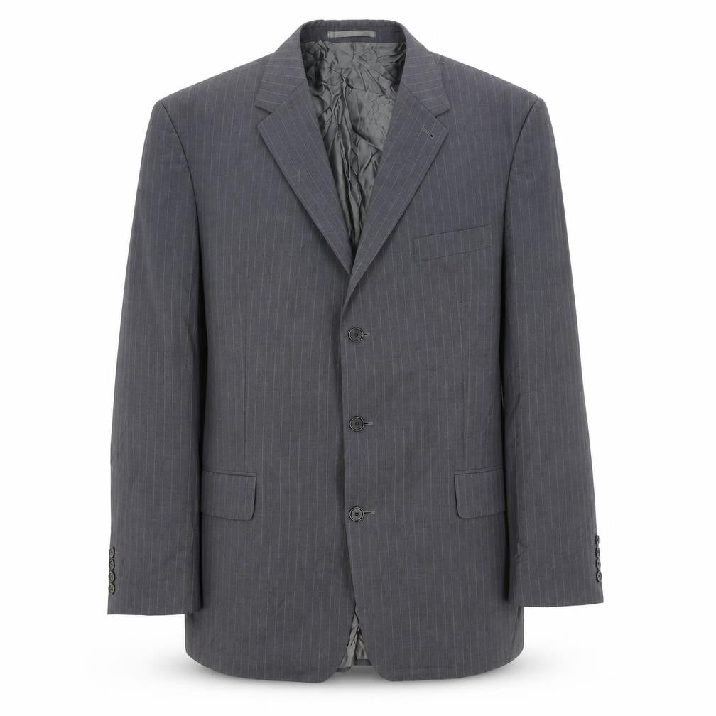 Next Mens Grey Striped Polyester Jacket Suit Jacket Size 46