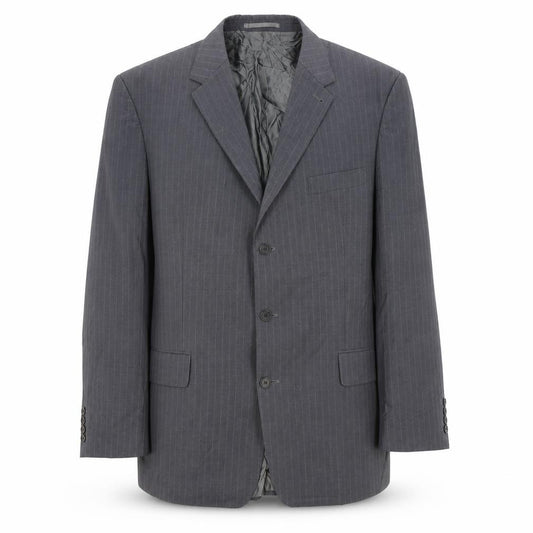 Front view of Next men’s grey striped polyester jacket suit jacket, size 46