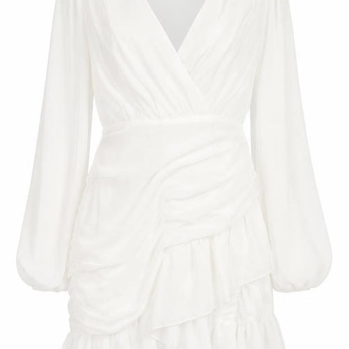 Misspap Womens White Polyacrylate Fibre Mini Size 8 V-Neck Zip