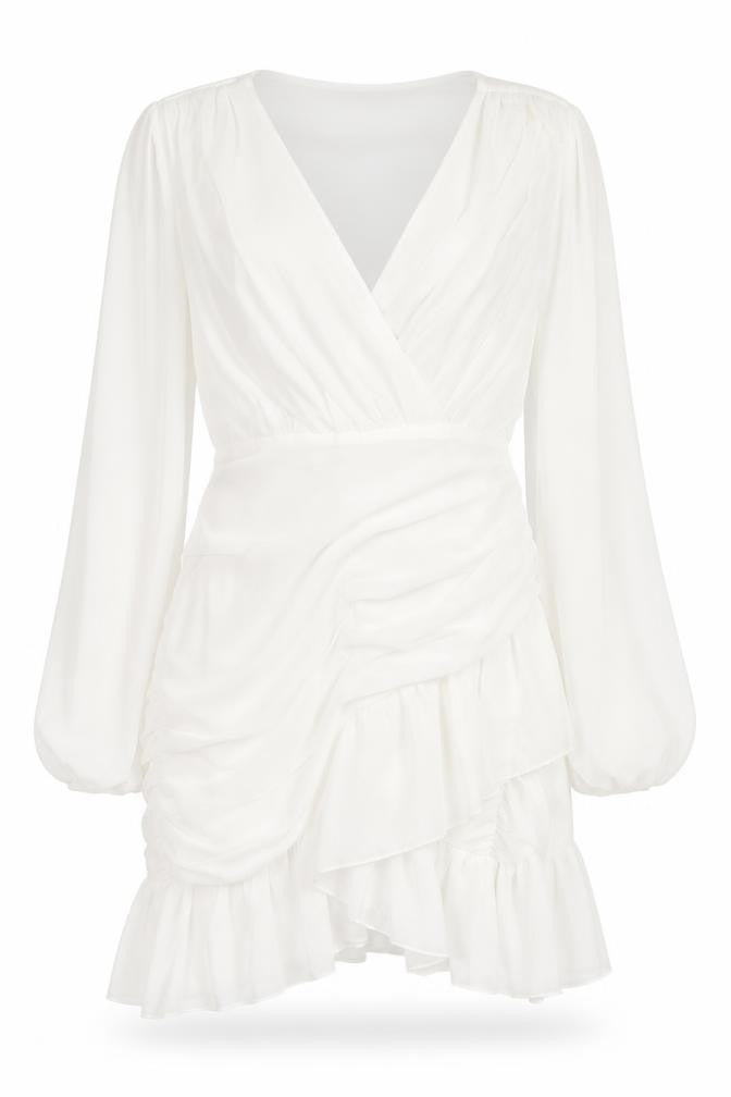 Misspap Womens White Polyacrylate Fibre Mini Size 8 V-Neck Zip