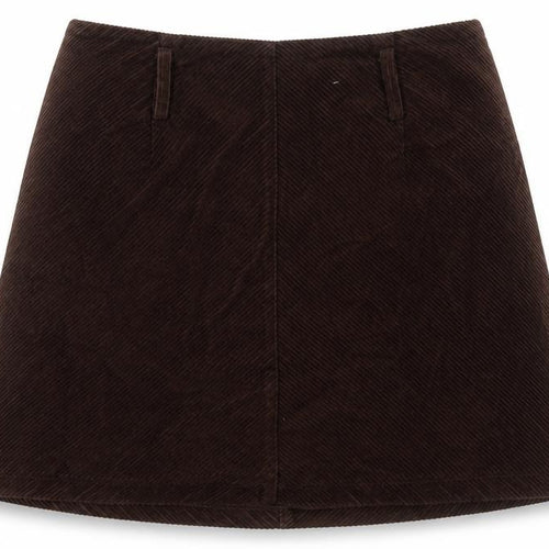 Denim & Co. Womens Brown Cotton A-Line Skirt Size 12 Zip