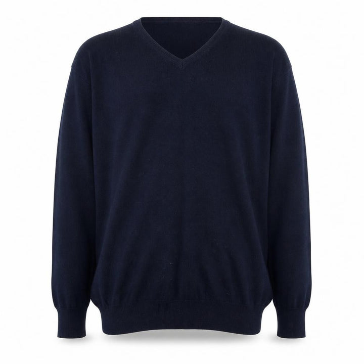 Mango Mens Blue V-Neck Polyester Pullover Jumper Size L