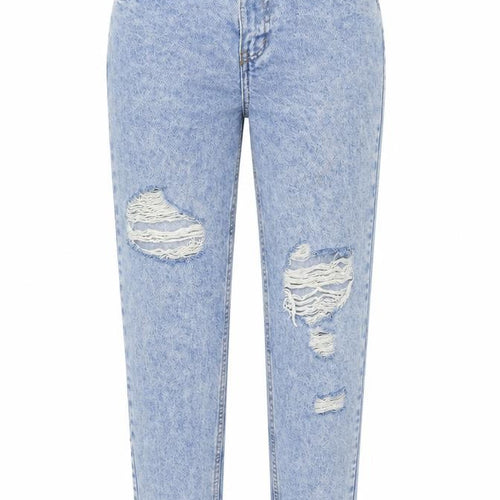 Denim & Co. Womens Blue Cotton Mom Jeans Size 6 L29 in Regular Button - Distressed Look