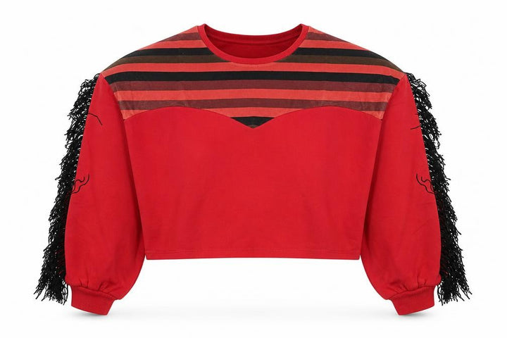 Oh My Days Womens Red Striped Polyester Pullover Sweatshirt Size 12 Pullover
