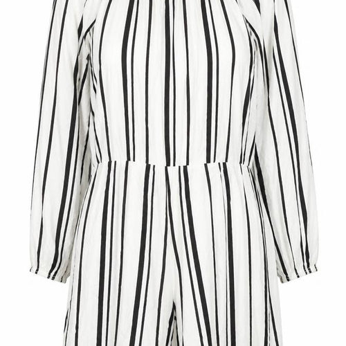 Boohoo Womens White Pinstripe Viscose Playsuit One-Piece Size 8 L3 in Pullover