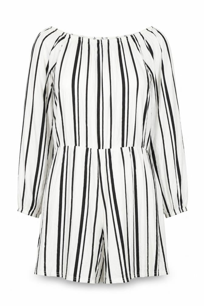 Boohoo Womens White Pinstripe Viscose Playsuit One-Piece Size 8 L3 in Pullover