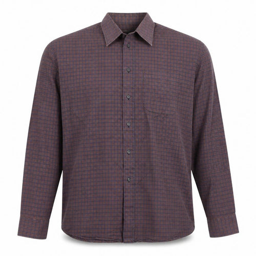 Marks & Spencer Mens Grey Plaid Cotton Button-Up Size 16 Collared Button - Collar 16 Inch