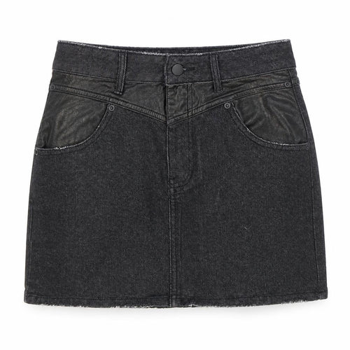 Tiger Mist Womens Black Cotton Mini Skirt Size S Zip - Pleather