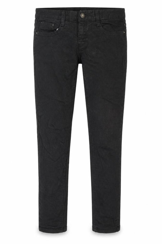 Front view of Urban Jeans women’s black cotton skinny jeans, size UK 27, in, 27-inch leg regular zip