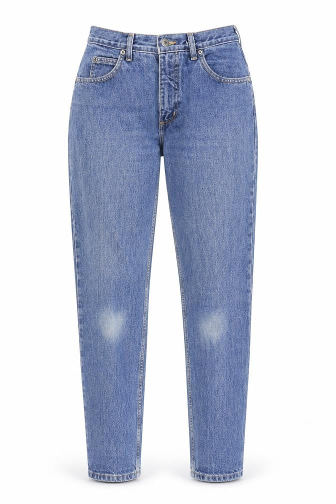 Lands' End Womens Blue Cotton Tapered Jeans Size 8 L30 in Regular Zip