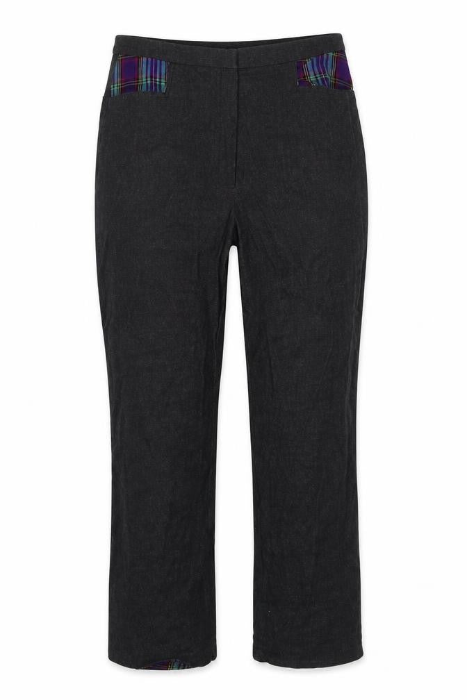 Hawkin Womens Grey Cotton Trousers Size L L25 in Regular Hook & Eye