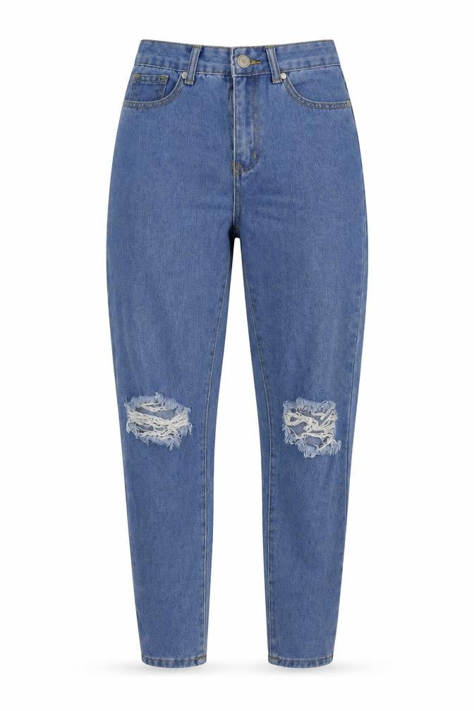 Boohoo Womens Blue Cotton Mom Jeans Size 8 L28 in Regular Button
