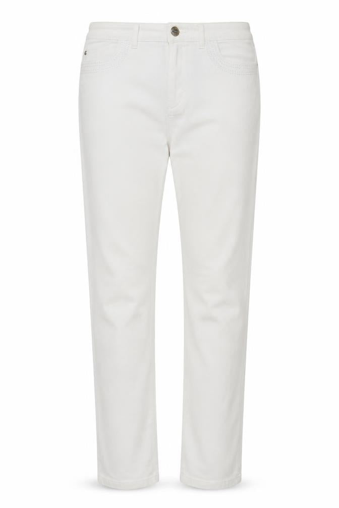 Marks and Spencer Womens White Cotton Straight Jeans Size 34 in L32 in Regular Button