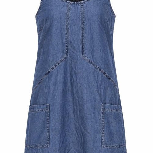 Yessica Womens Blue 100% Cotton Tank Dress Size 8 Square Neck Pullover