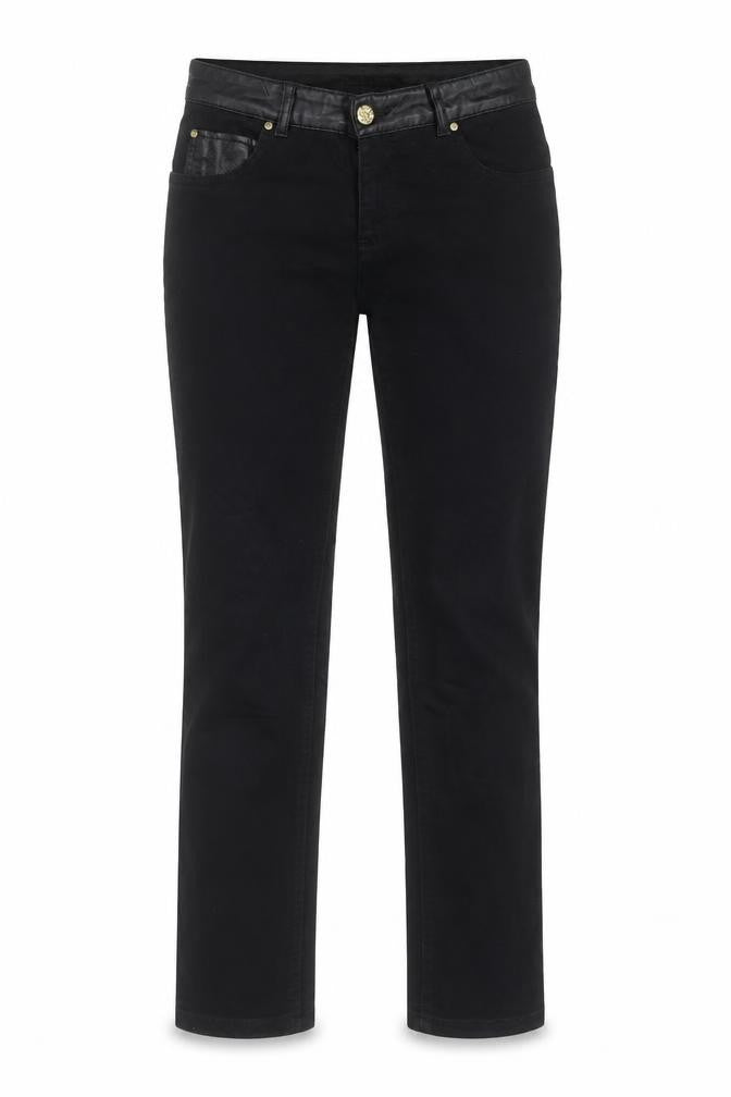 Oui Womens Black Cotton Straight Jeans Size 10 L28 in Regular Button