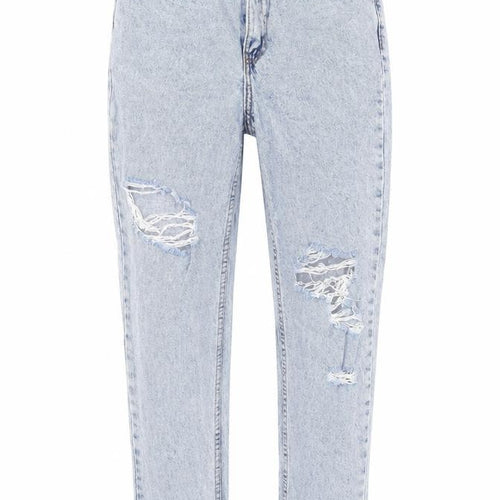 Denim & Co. Womens Blue Cotton Straight Jeans Size 6 L28 in Regular Button