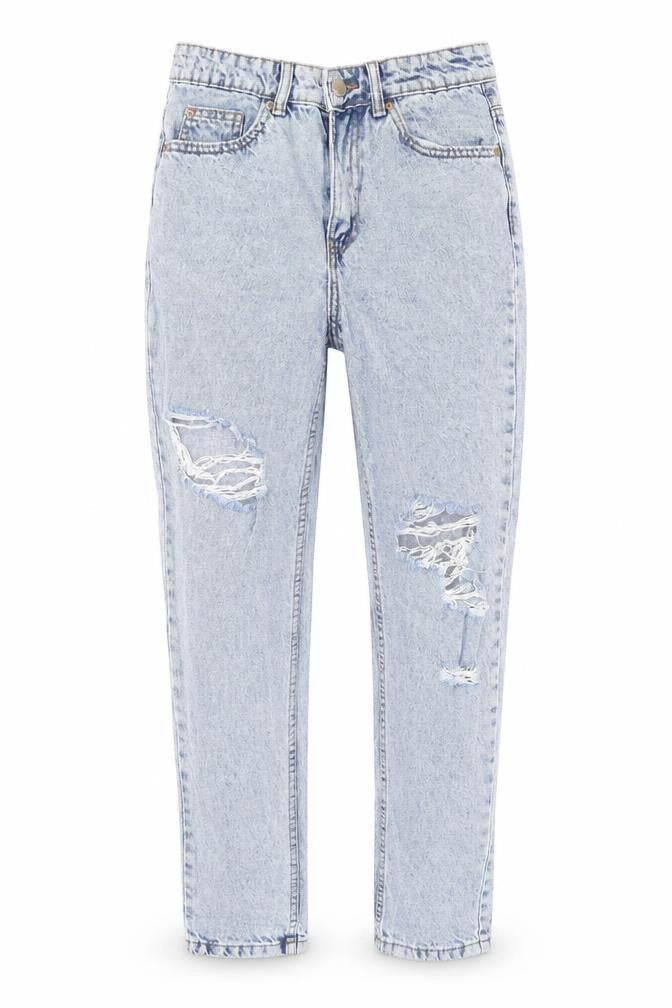 Denim & Co. Womens Blue Cotton Straight Jeans Size 6 L28 in Regular Button