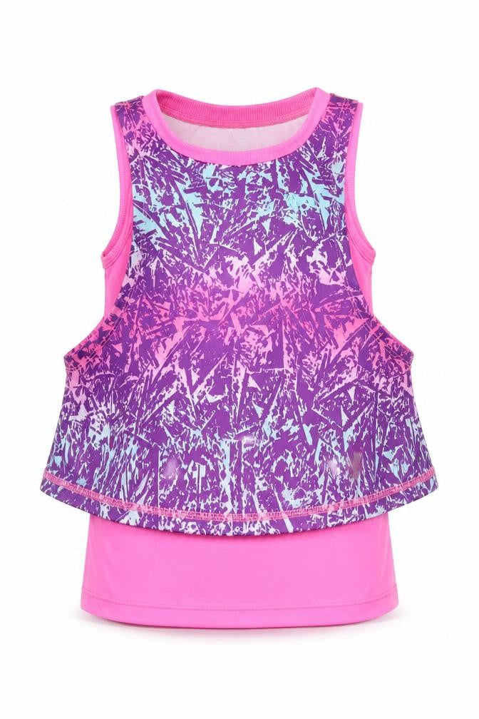 Lonsdale Girls Multicoloured Geometric Polyester Basic Tank Size 9-10 Years Round Neck Pullover - Fitness