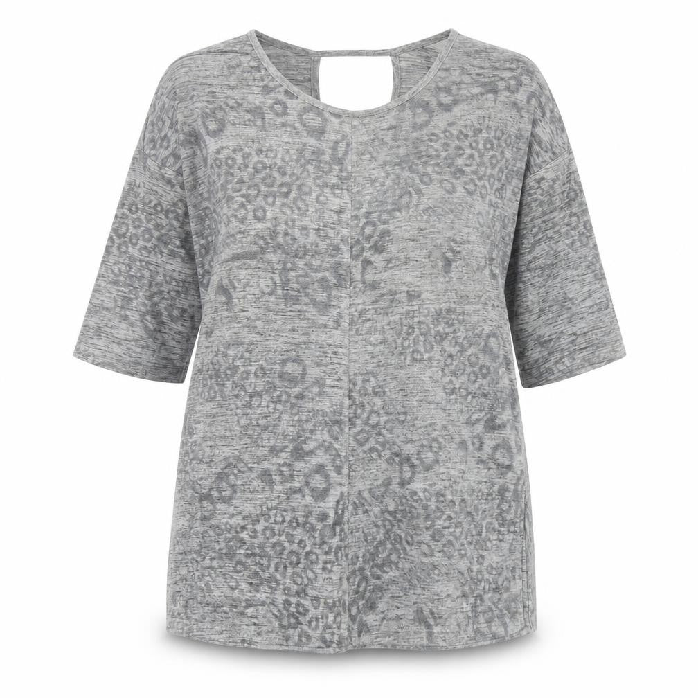George Womens Grey Scoop Neck Animal Print Polyester Tunic Jumper Size 14 - Leopard Print