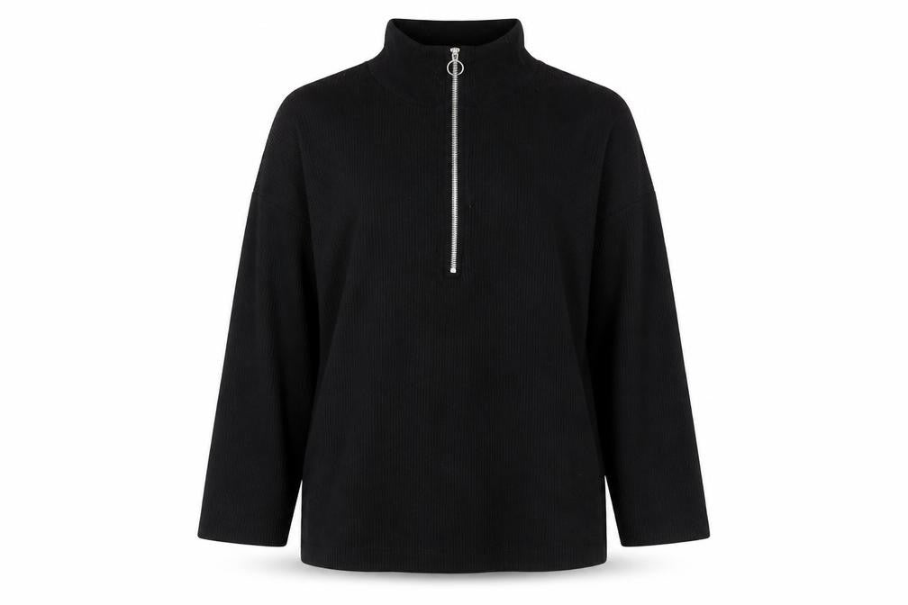Front view of H&M women’s black high neck polyester jumper, size M