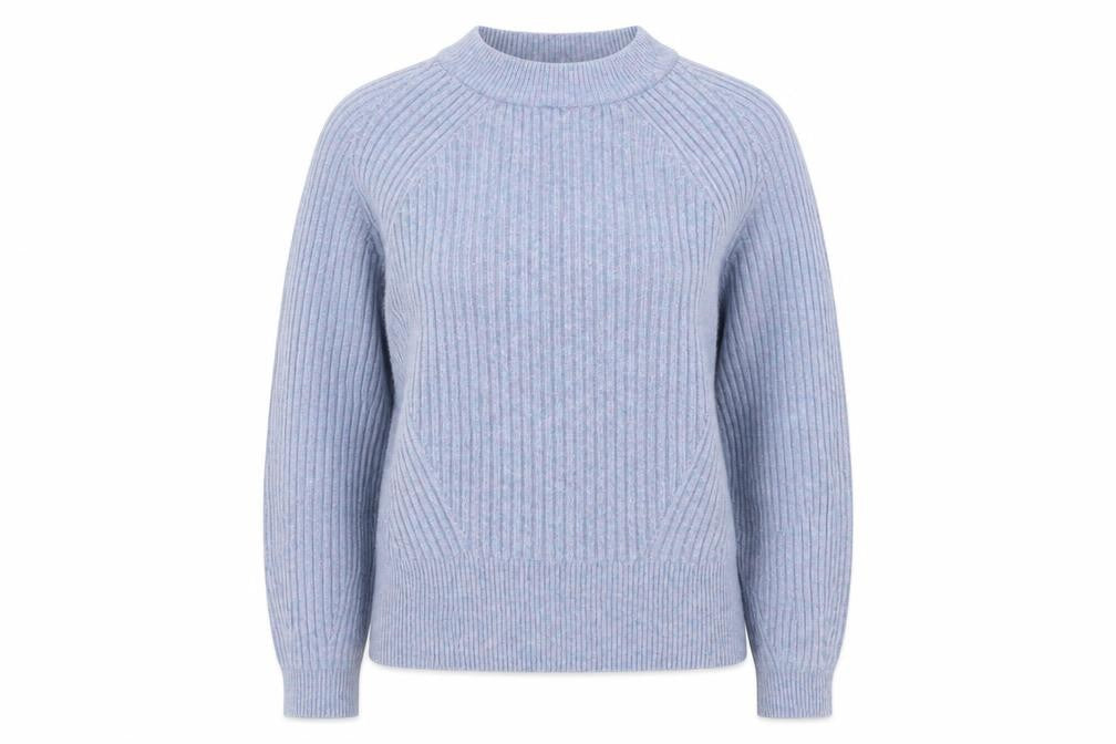 Marks and Spencer Womens Blue Round Neck Acrylic Henley Jumper Size M