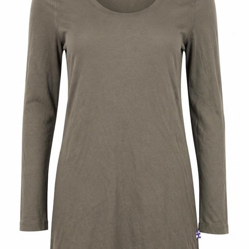 Debenhams Womens Brown Cotton Tunic T-Shirt Size 6 Scoop Neck - Shoulder Detail