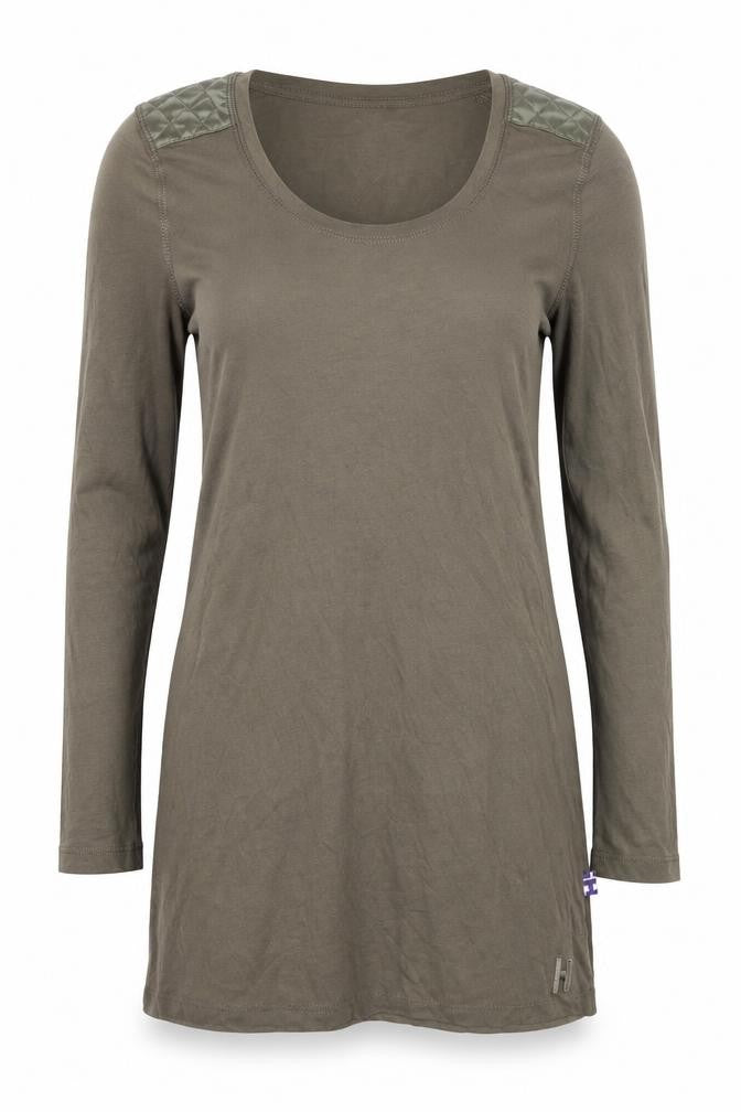 Debenhams Womens Brown Cotton Tunic T-Shirt Size 6 Scoop Neck - Shoulder Detail