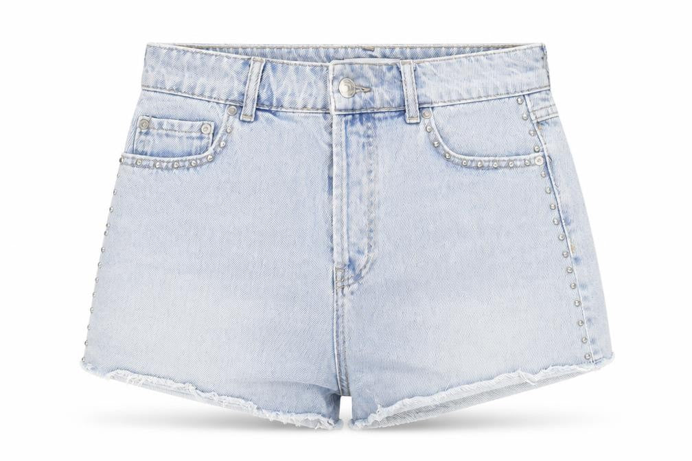 Bolongaro Trevor Womens Blue Cotton Hot Pants Shorts Size 27 in Regular Zip - Distressed Look