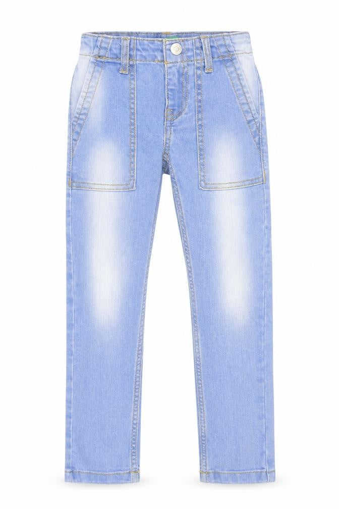 United Colours of Benetton Boys Blue Cotton Skinny Jeans Size XS Regular Button - Washed look 17in inside leg