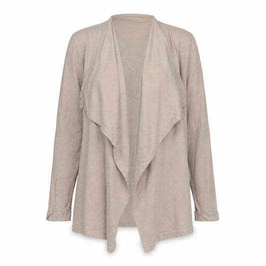 Front view of Wallis women’s beige v-neck polyester cardigan jumper, size L