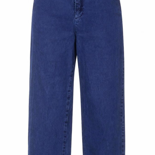 Monkl Womens Blue Striped Cotton Cropped Jeans Size 8 L23 in Regular Button