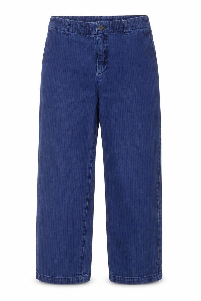 Monkl Womens Blue Striped Cotton Cropped Jeans Size 8 L23 in Regular Button